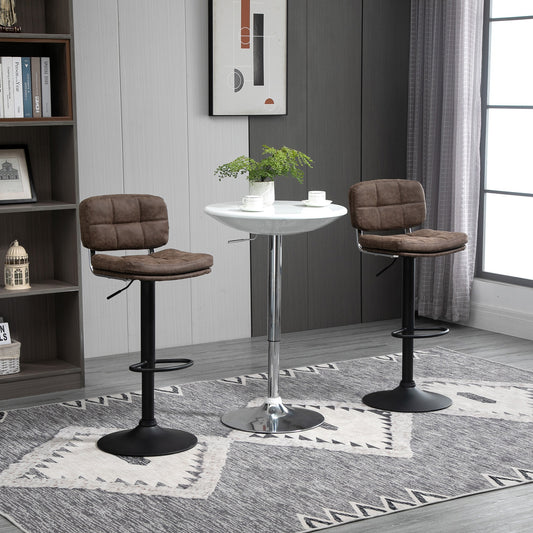 Set 2 Scaune de Bar Pivotante din Imitatie de Piele Inaltime Reglabila Negru