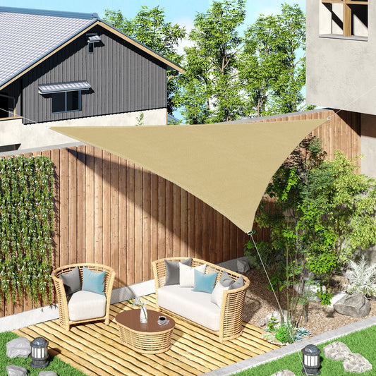 Cort Parasolar Triunghiulare din HDPE, Culoarea nisipului, 3x3x3m