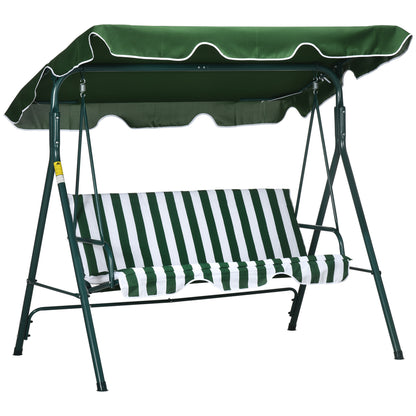 Balansoar de Gradina 3 Locuri Acoperis Parasolar si Structura din Otel si Poliester, 172x110x153 cm, Alb si Verde