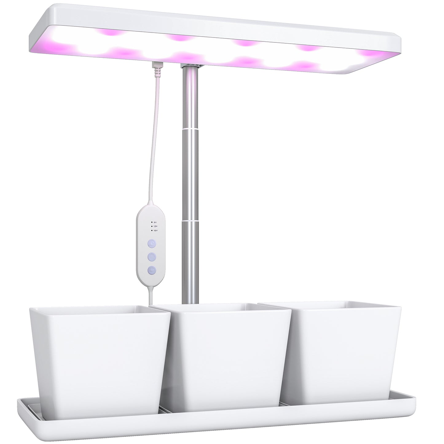 Lampă pentru Plante cu 30 de Lumini LED și 3 Vase 31.8x13.4x35.6 cm Alb