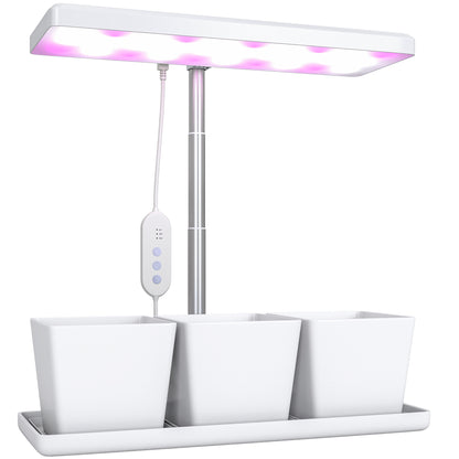 Lampă pentru Plante cu 30 de Lumini LED și 3 Vase 31.8x13.4x35.6 cm Alb