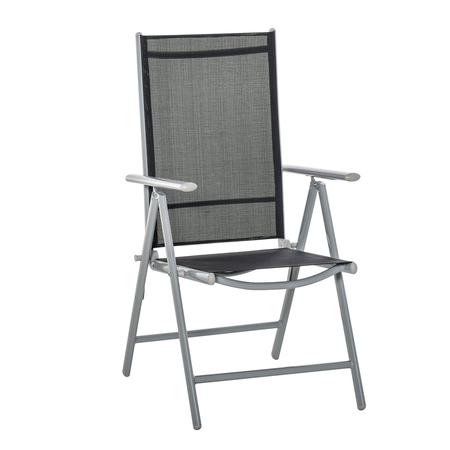 Scaun de Gradina Pliabil cu Spatar Reglabil din Aluminiu, Negru 65x55x107cm