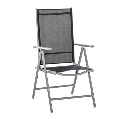 Scaun de Gradina Pliabil cu Spatar Reglabil din Aluminiu, Negru 65x55x107cm