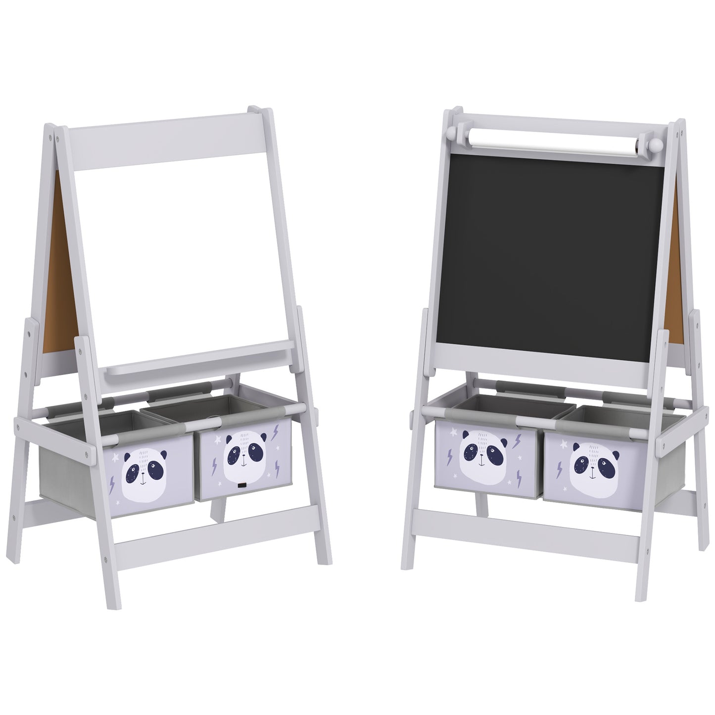 Tablă pentru Copii 3-În-1 cu 2 Rafturi și Șevalet din Lemn pentru Copii de 3-8 Ani, 54x46,5x93 cm, Roz