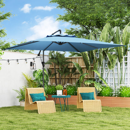 Umbrelă de Soare Suspendată cu Rotire la 360°, Mâner cu Manivelă și Înclinare, 300x325x230 cm, Kaki