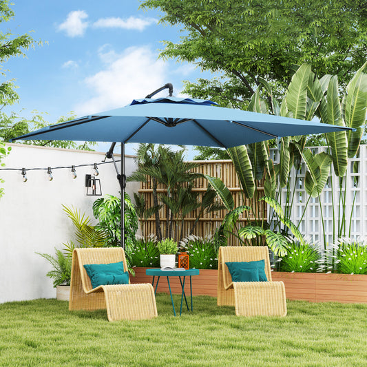 Umbrelă de Soare Suspendată cu Rotire la 360°, Mâner cu Manivelă și Înclinare, 300x325x230 cm, Kaki