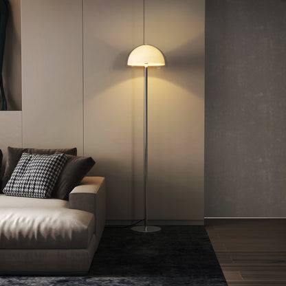 Lampă de Podea Modernă cu Abajur Dublu Stratificat, din Metal și Acril, Ø35x150 cm, Albă