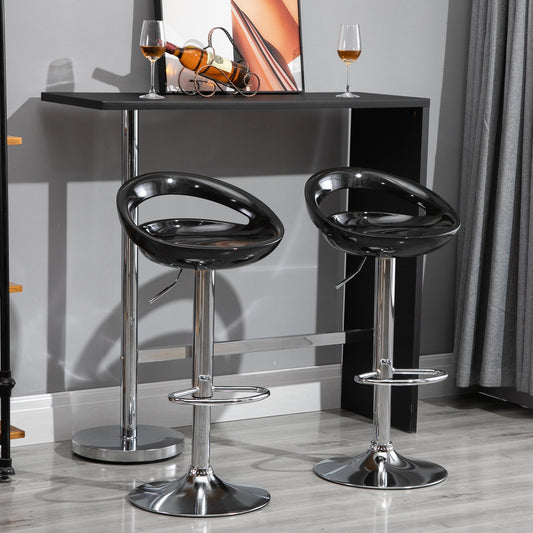 set 2 scaune de bar, plastic ABS, negru