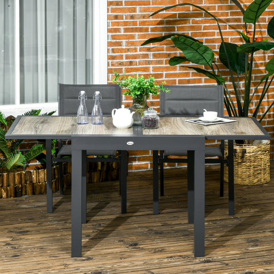 Masă de Grădină Extensibilă pentru 6 Persoane din Plastic și Aluminiu, 80/160x80x75 cm, Bej
