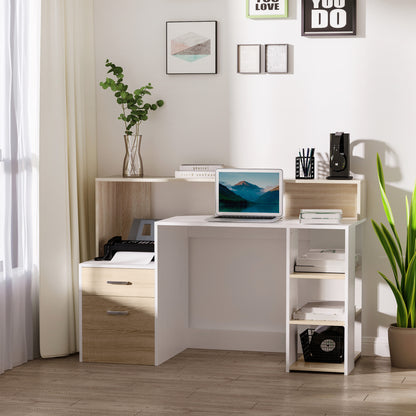Masa de Birou Moderna pentru Computer cu Rafturi din Lemn MDF, 140x55x92 cm