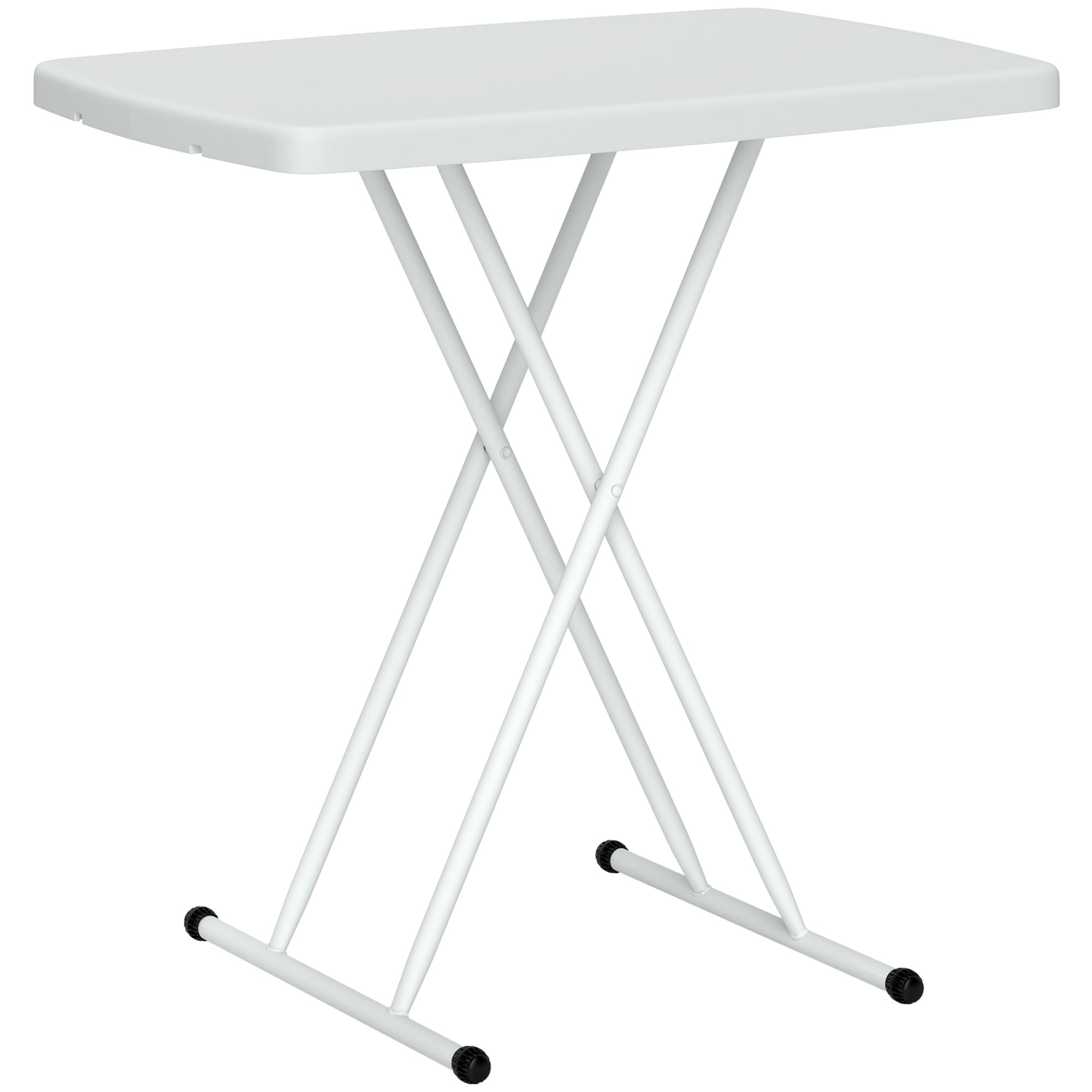 Masă de Grădină Pliabilă cu Înălțime Ajustabilă, Metal și HDPE, Alb