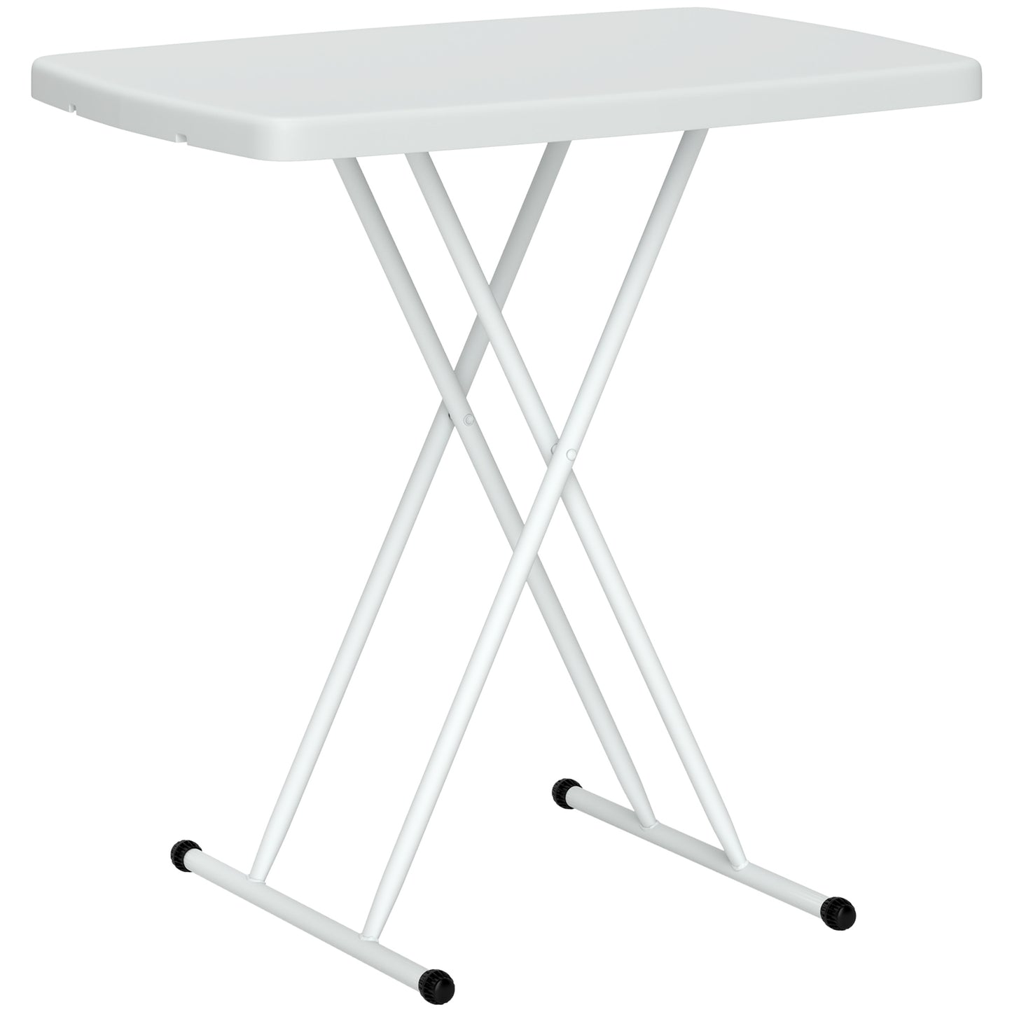 Masă de Grădină Pliabilă cu Înălțime Ajustabilă, Metal și HDPE, Alb