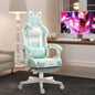 Scaun de Gaming Rabatabil cu Suport pentru Picioare și Perne, din Piele Ecologică și Spumă, 65x62x116-124 cm, Alb și Albastru