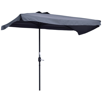 Umbrela semicirculara pentru gradina cu manivela, 230x130x249cm, Gri
