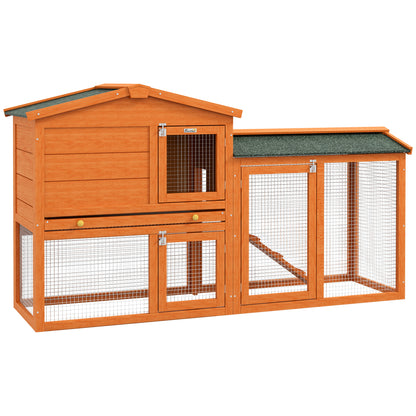Cușcă pentru Iepuri cu 2 Nivele, Cușcă pentru Animale de Companie pentru Exterior, 150x45x85 cm, Portocaliu