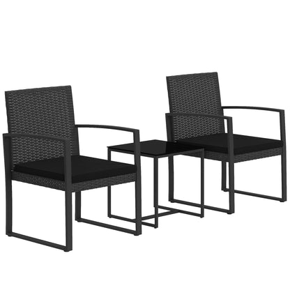 Set de cafea din ratan PP din 3 piese cu perne, Mobilier
