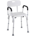 Scaun pentru duș din aluminiu cu înălțime reglabilă și picioare antiderapante, 51,5x51,5x71-84cm, alb