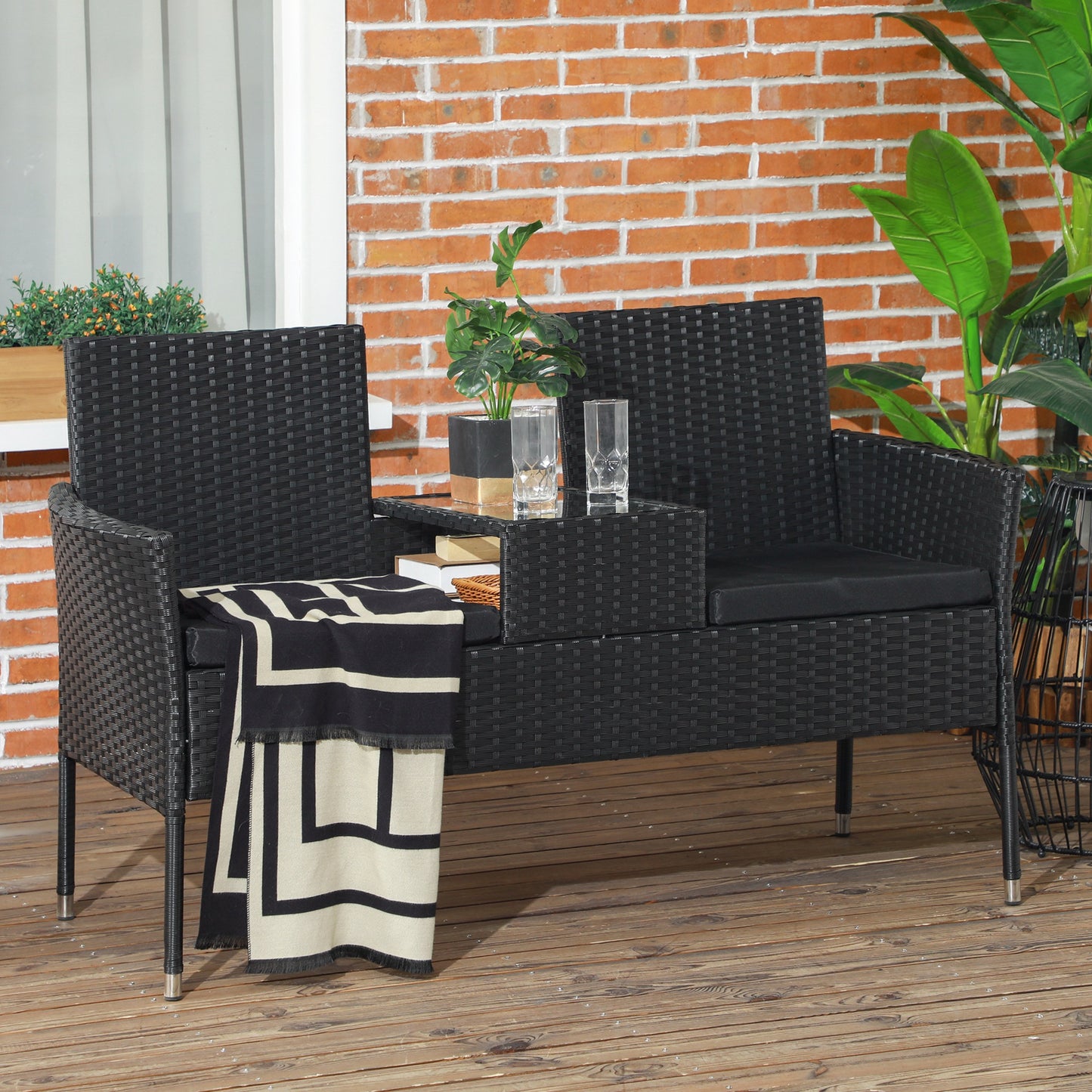 Mobilier de Terasa pentru 2 Persoane cu Masa de Ceai