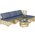 Set de Mobilier din Rachita de 5 Bucati, Gri