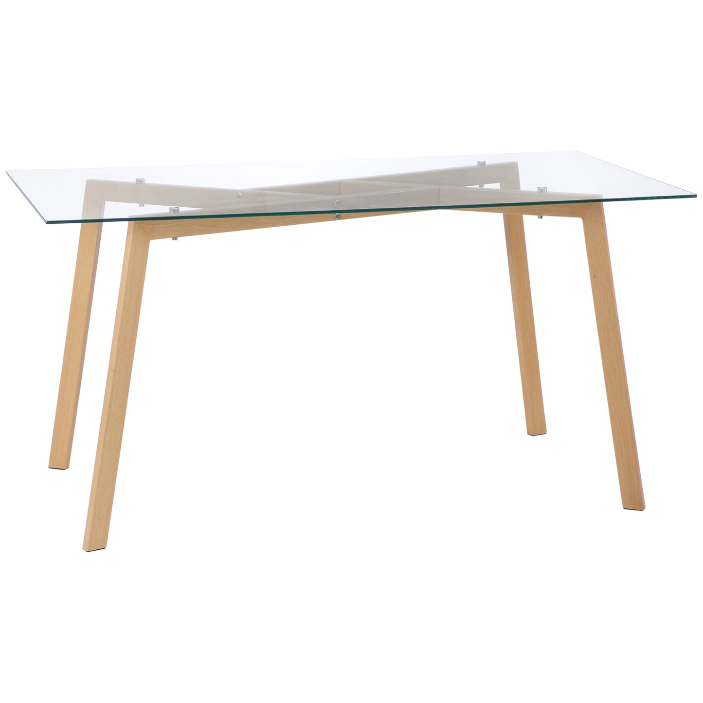 Masa de sufragerie dreptunghiulara pentru max 4 persoane, din otel cu blat din sticla securizata, pentru bucatarie, sufragerie si living, 150x75x76 cm