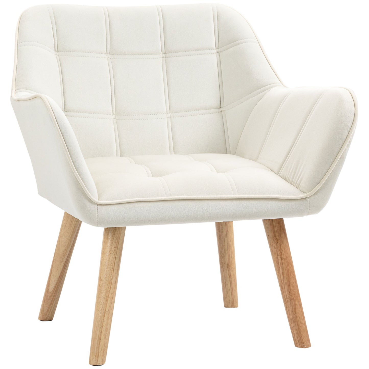 Fotoliu de design scandinav din lemn si catifea de culoare crem, pentru sufragerie sau birou, 67x61,5x71cm