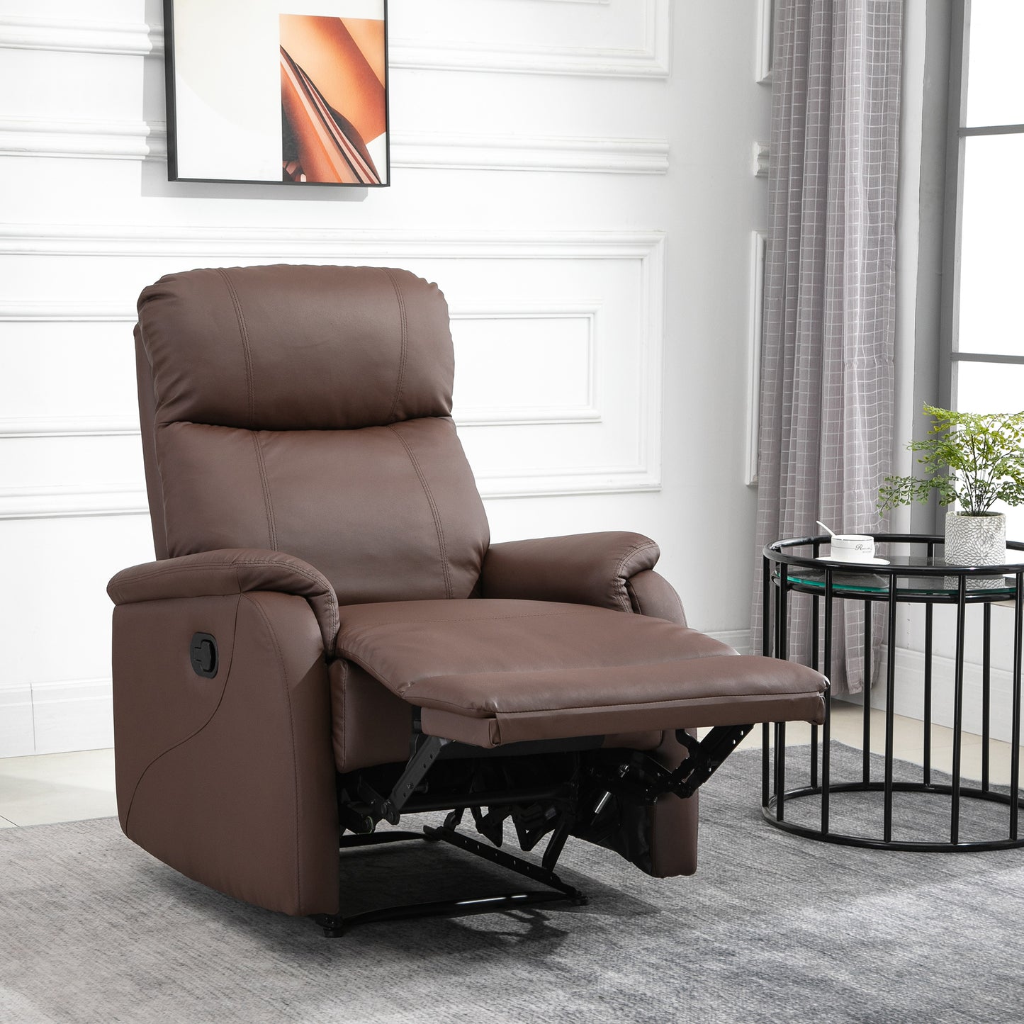 Fotoliu Relax Manual cu Spătar Reclinabil – Piele Sintetică Maro