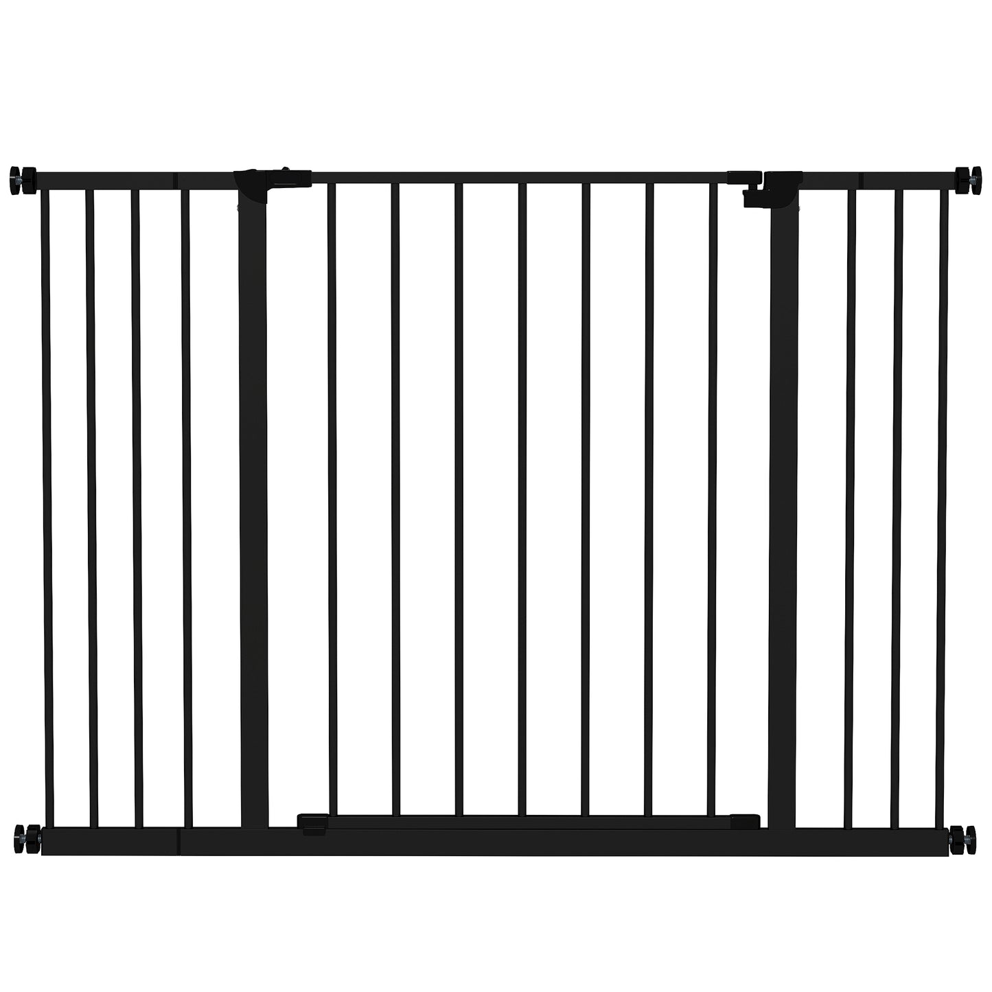 Poartă pentru câini extensibilă până la 147 cm cu șuruburi și deschidere largă, din metal și plastic, 76A cm, negru