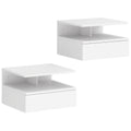 Set de 2 Noptiere Suspendate cu Sertar și Raft Deschis, 35x32x22,5 cm, Alb