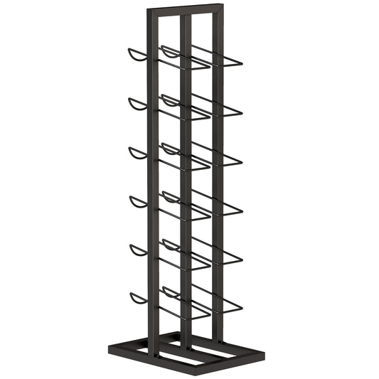 Suport din Metal, 12 Sticle, de Podea, Negru