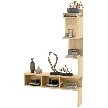 Raft de depozitare  MDF cu rafturi deschise pentru sufragerie si dormitor, 80x20x128,5 cm, de culoare stejar