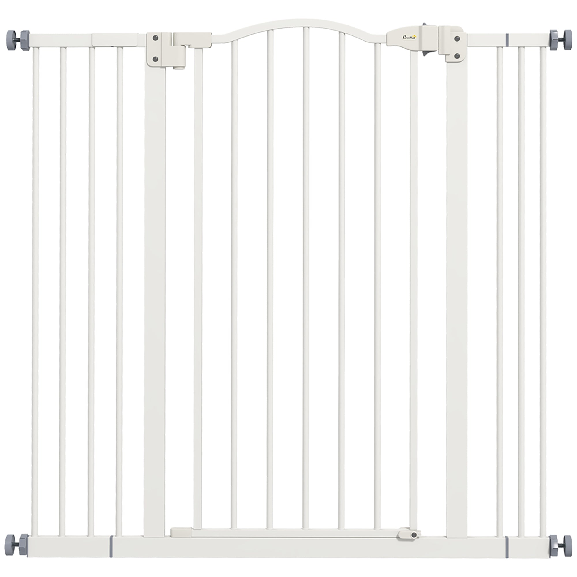 Poartă extensibilă pentru câini cu 4 șuruburi ajustabile, din metal și plastic, 74-100x94 cm, alb