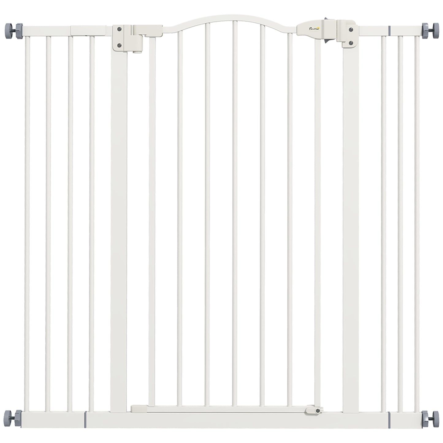 Poartă extensibilă pentru câini cu 4 șuruburi ajustabile, din metal și plastic, 74-100x94 cm, alb