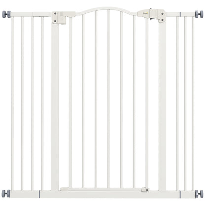Poartă extensibilă pentru câini cu 4 șuruburi ajustabile, din metal și plastic, 74-100x94 cm, alb