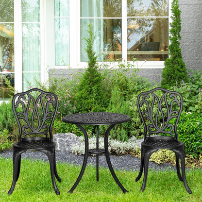 , Set Bistrou, Pentru Exterior, Aluminiu, 60 x 60 x 66 cm, Negru