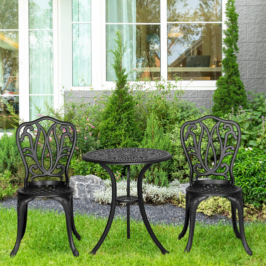 , Set Bistrou, Pentru Exterior, Aluminiu, 60 x 60 x 66 cm, Negru