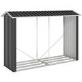Legnaia con Struttura in Acciaio Galvanizzato e Base rialzata, 240x 86x160cm, Nero