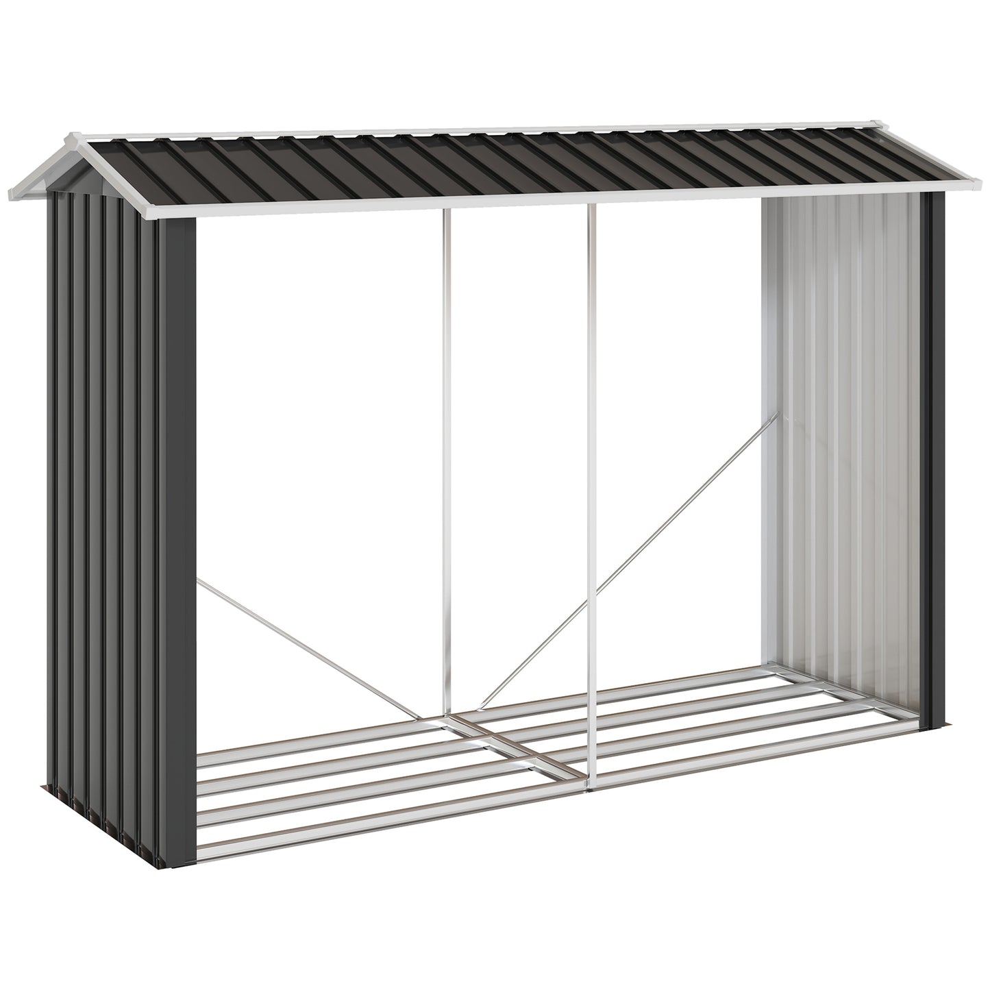 Legnaia con Struttura in Acciaio Galvanizzato e Base rialzata, 240x 86x160cm, Nero