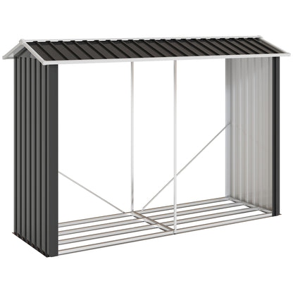 Legnaia con Struttura in Acciaio Galvanizzato e Base rialzata, 240x 86x160cm, Nero