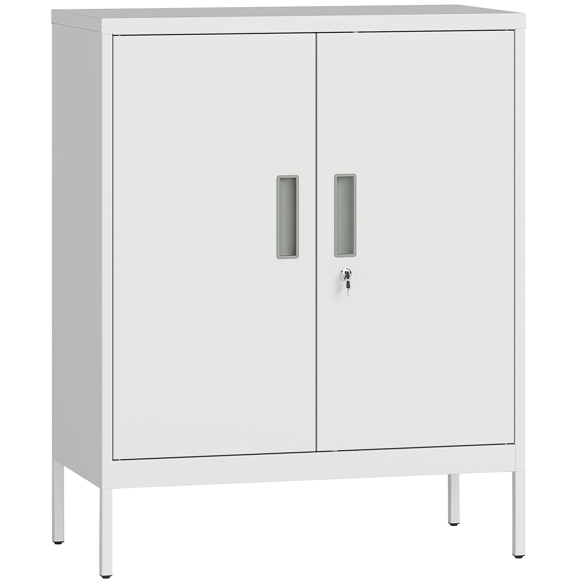 Dulap de Birou din Oțel cu 2 Rafturi Reglabile, Încuietoare și 2 Chei, 80x40x100 cm, Alb
