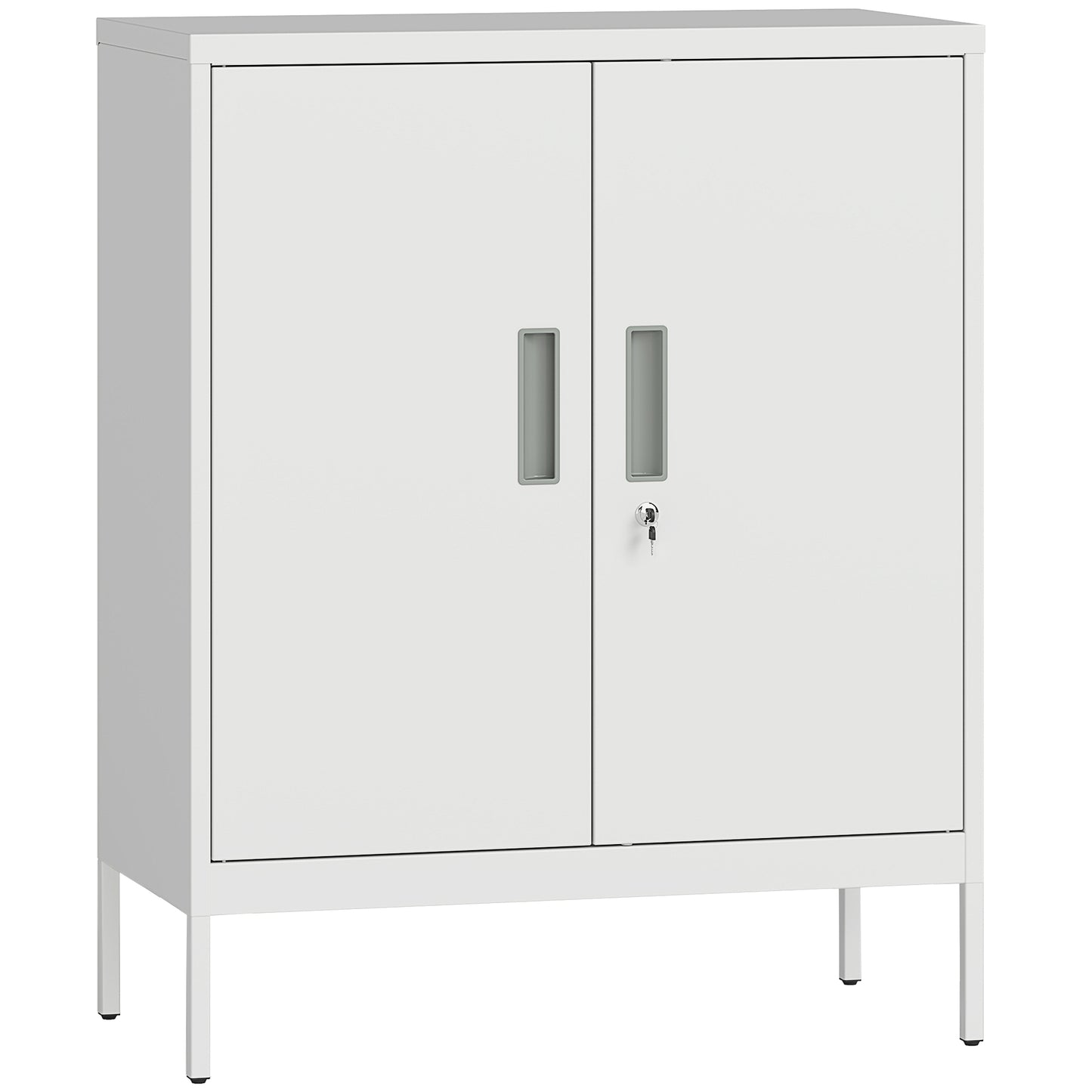 Dulap de Birou din Oțel cu 2 Rafturi Reglabile, Încuietoare și 2 Chei, 80x40x100 cm, Alb