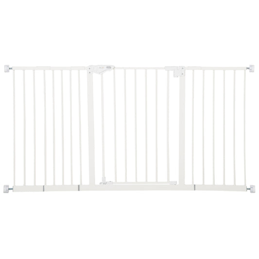 Porțiță pentru Câini și Animale de Companie cu 3 Extensii, Lățime Reglabilă, 74-147.5x76.2 cm, Alb