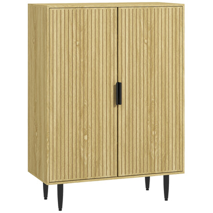 Pantofar Compact pentru 15 Perechi de Pantofi, cu 4 Rafturi Reglabile, 80x38x110cm, Stejar
