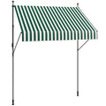 Tenda de Soare cu Suporturi Reglabile și Manivelă, Verde și Alb