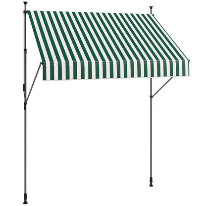 Tenda de Soare cu Suporturi Reglabile și Manivelă, Verde și Alb