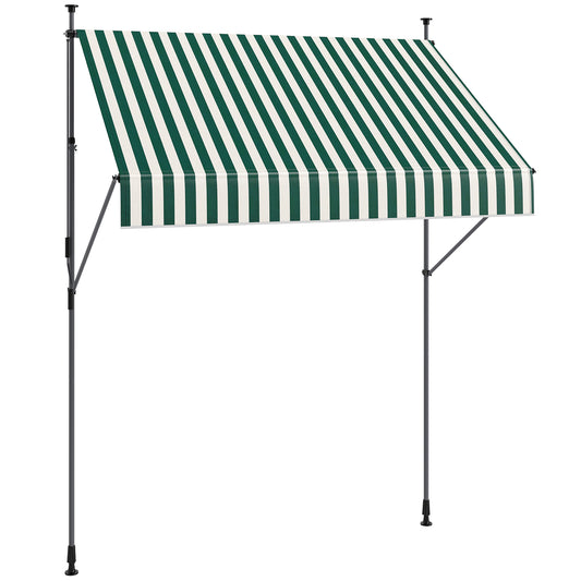 Tenda de Soare cu Suporturi Reglabile și Manivelă, Verde și Alb
