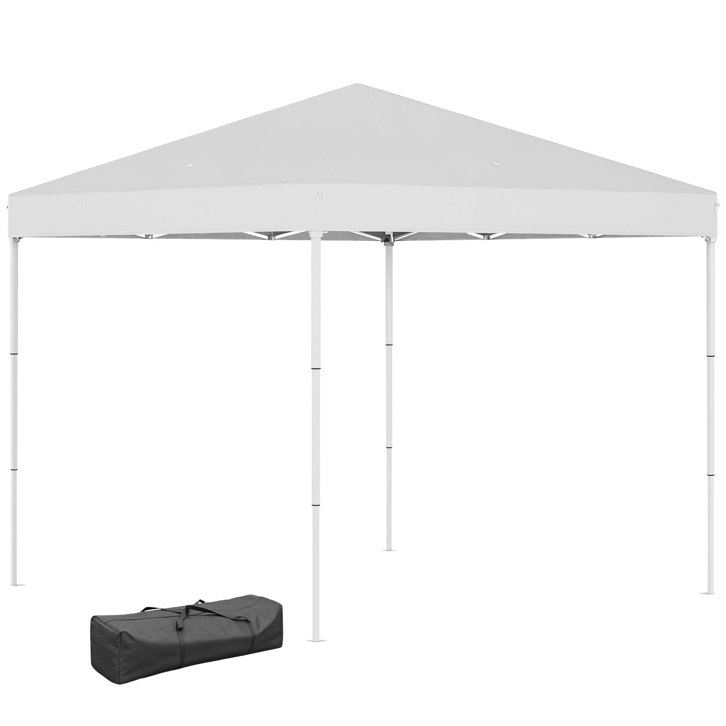 Pop Up Foisor 2,45 x 2,45 m rezistent la apa cu franghii si cuie de otel si tesatura Oxford alba