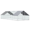 Tarc de Exterior pentru Gaini si Pasari, Cotet Modular din Otel Zincat cu Plasa Hexagonala si Acoperis Impermeabil