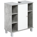 Dulapior Subchiuveta cu Decupare in forma de U si 6 Etajere din Lemn, 60x30x68cm - Alb/Gri
