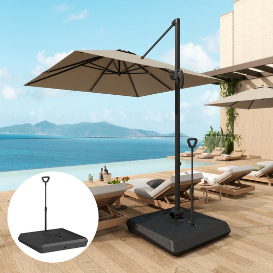 Bază pentru Umbrelă Suspendată din HDPE cu Mâner și Roți, Reîncărcabilă cu Apă sau Nisip, 95x95x117 cm, Neagră
