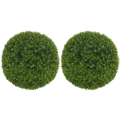 Set de 2 Plante Artificiale din Buxus în PE, Ø40 cm, pentru Interior și Exterior, Verde